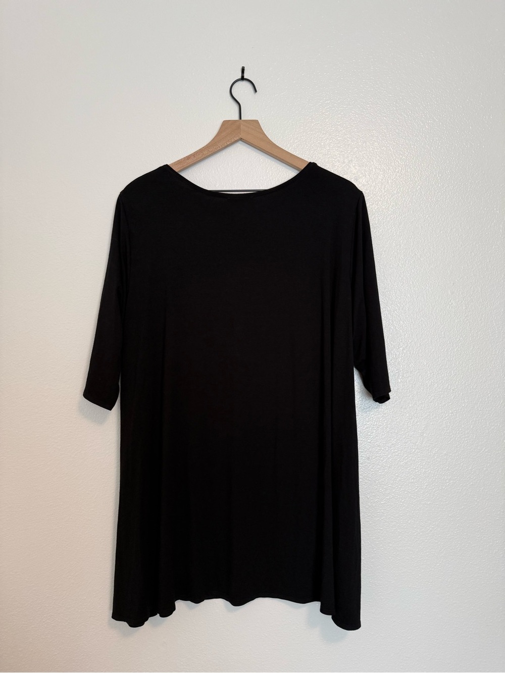 Eileen Fisher - Viscose Jersey Knit Crew Neck Elbow Sleeve Black Tunic Top - 3X - Picture 9 of 13